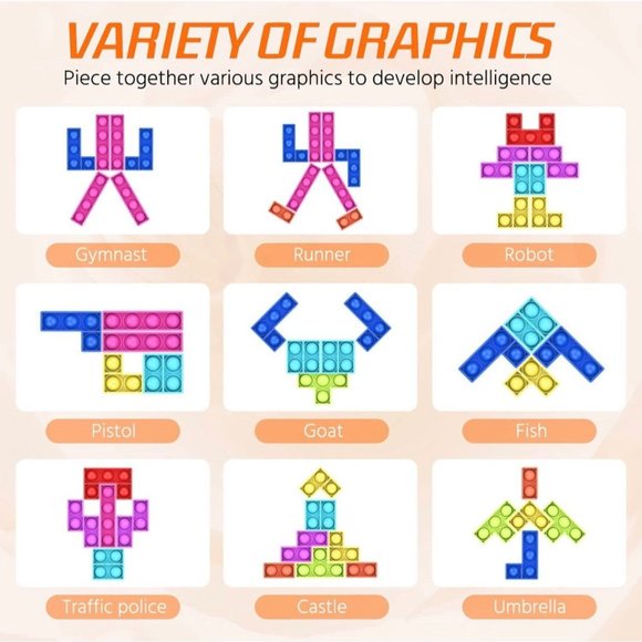 Jigsaw Puzzle Push Pop Bubble Fidget Sensory Silicone Toy - Picture 7 of 10